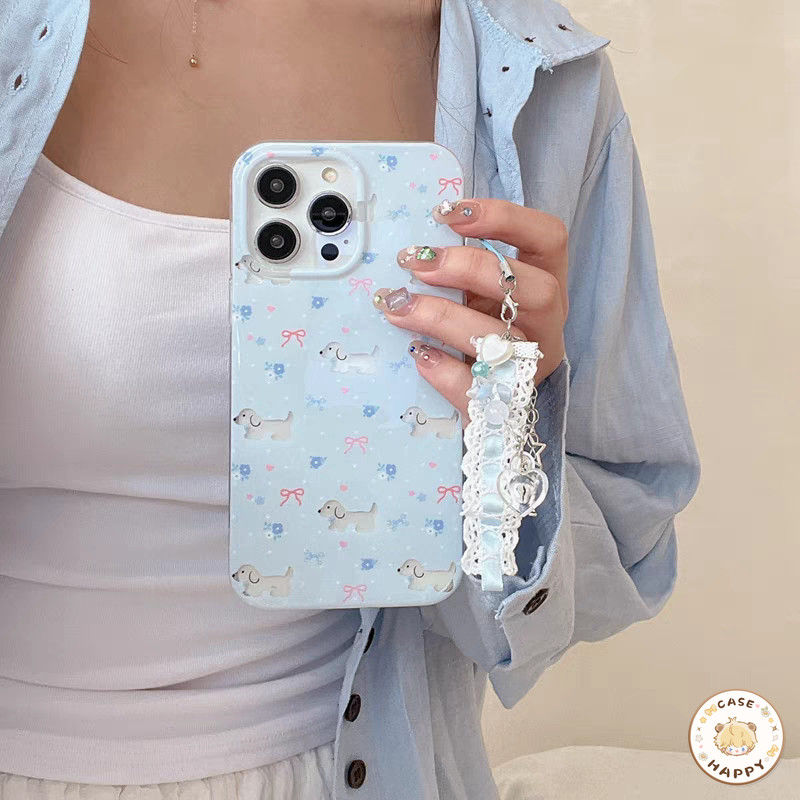 เคส Samsung A05S A06 A15 A51 A54 A23 A05 A04 A14 A12 A03 A13 A55 A50 A24 A32 A34 M12 ดอกไม้โรแมนติกน่ารักDachshundโบกบอน - รูปที่ 4