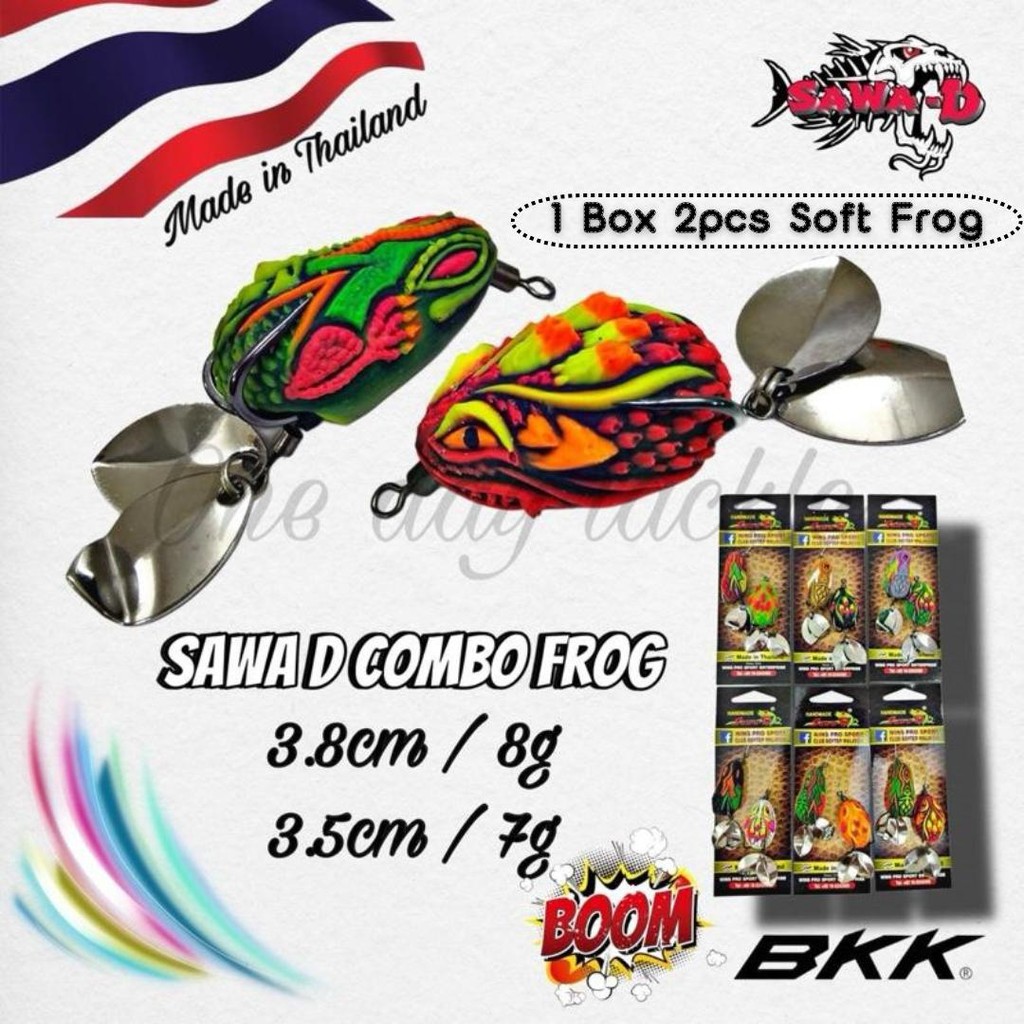 Sawa-D Combo Set 2in1 Double M Soft Frog 3.8cm/3.5cm Double Spinning Blade Soft Frog Made In