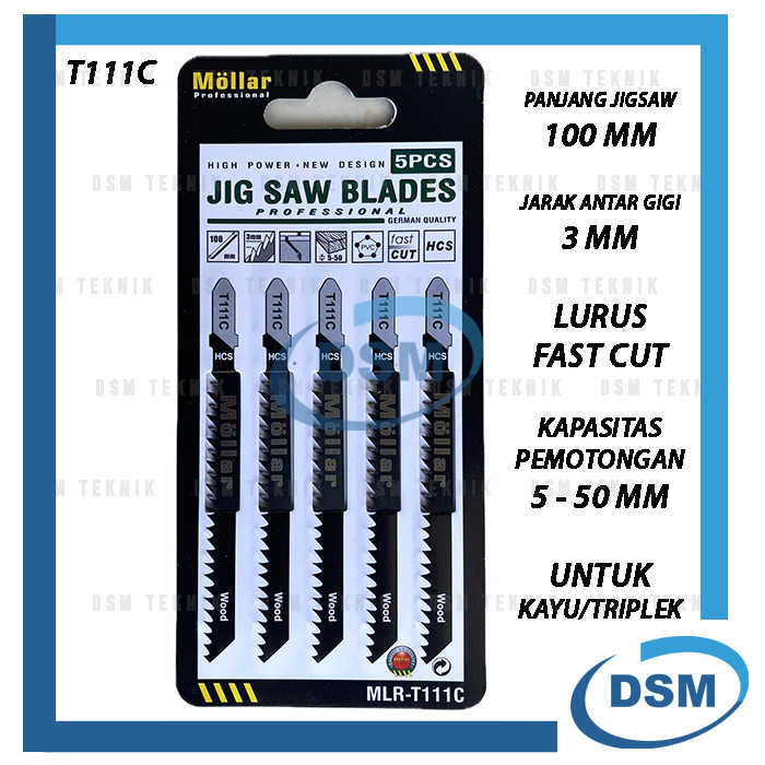 MESIN MATA MOLLAR T111C 1 แพ็คกรอง 5 ชิ้นไม้ JIGSAW BLADES PLYWOOD SAW MACHINE T 111 C