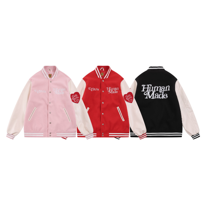 🆕 High Street New Loose Love Letter Leather Sleeve เสื้อแจ็คเก็ตเบสบอลแขนยาวลําลอง