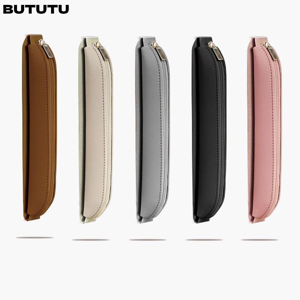 Bututu กระเป๋าเก็บปากกา หนัง Pu หัวเข็มขัดยืดหยุ่น แบบพกพา สะดวก