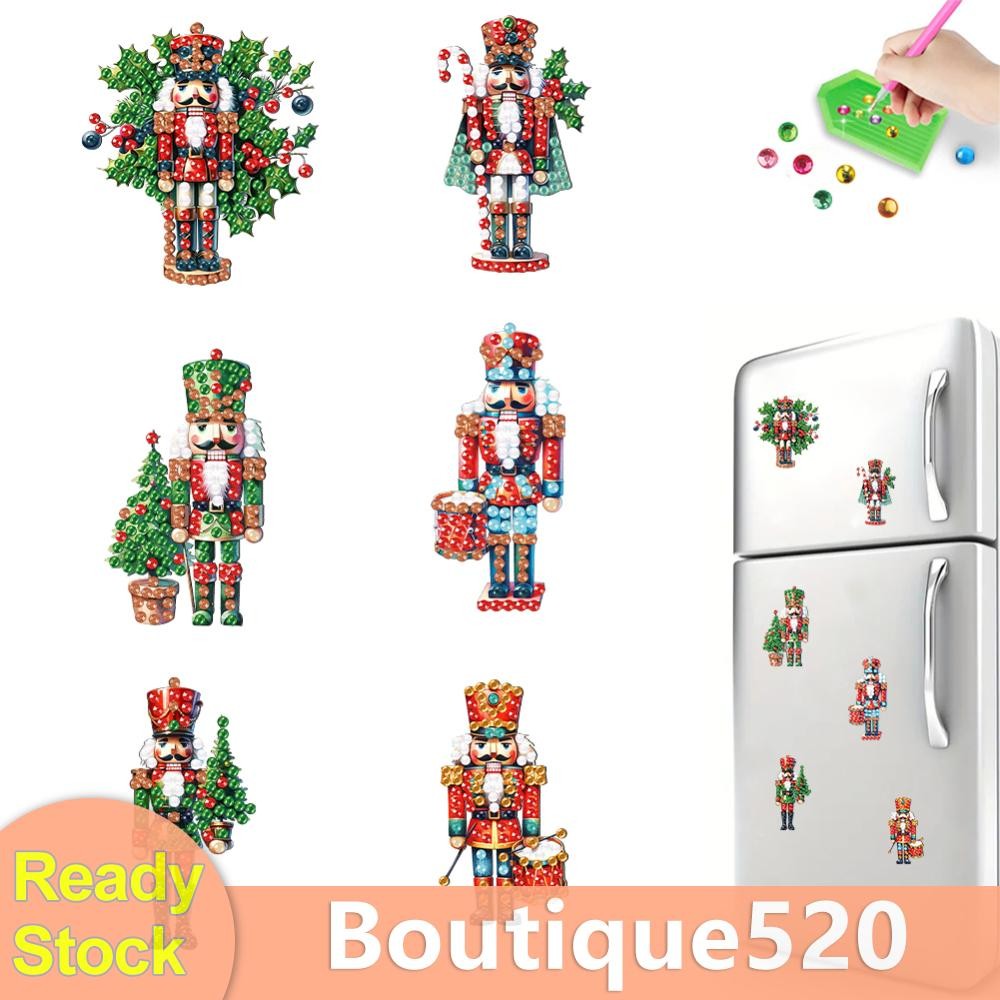 6 ชิ้นอะคริลิครูปทรงพิเศษคริสต์มาส Nutcracker สติกเกอร์ตู้เย็น SN9F [boutique520.th]