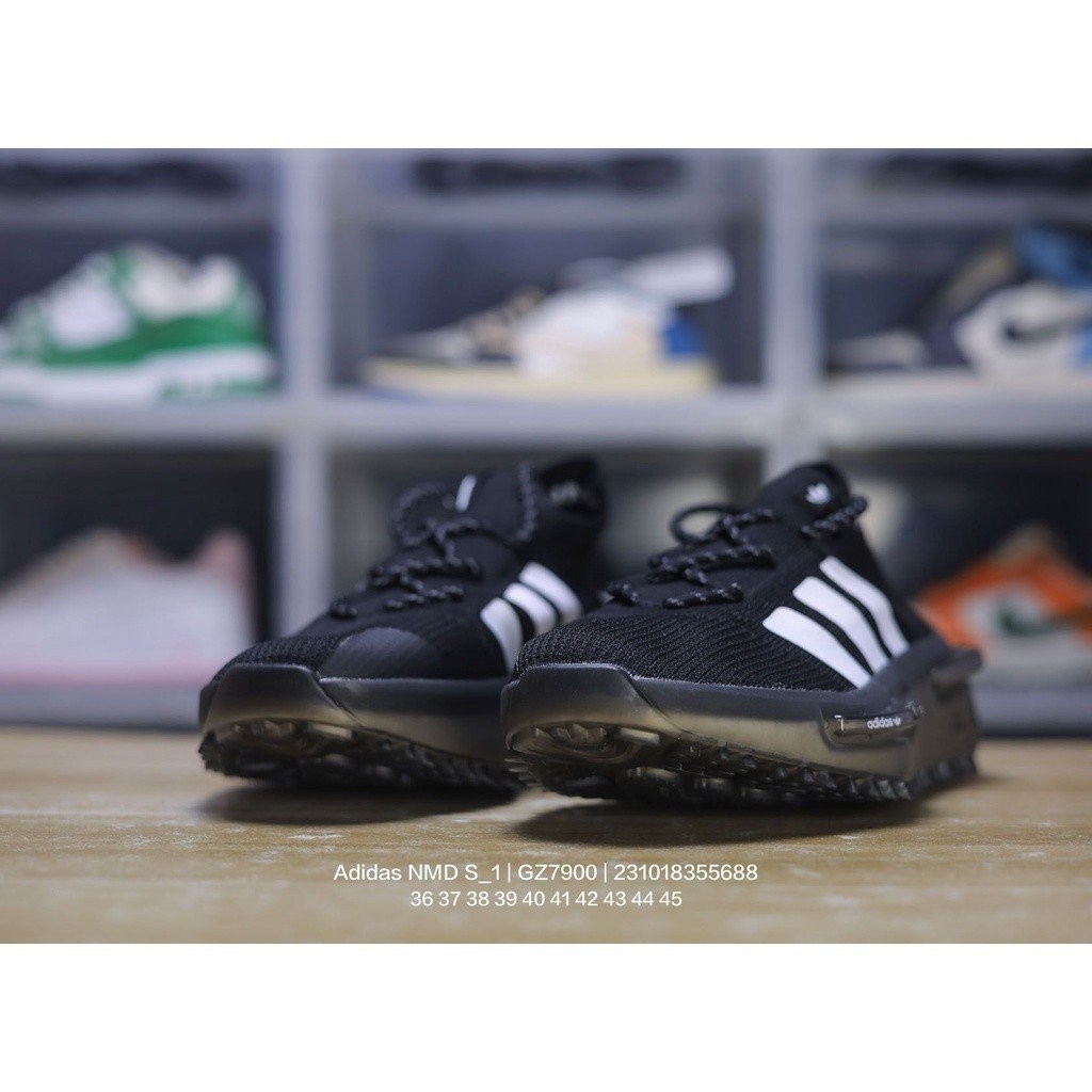 Adidas NMD s_ 1 edition 'black/Blue' s_ 1 Series รองเท้าวิ่ง กันลื่น คุณภาพสูง 6RRL