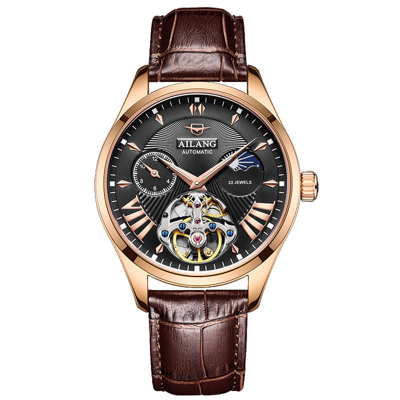 นาฬิกากลไกอัตโนมัติ Ailang AL-8607 กันน้ำ 50m นาฬิกาผู้ชายเรืองแสง สายหนัง watch for men