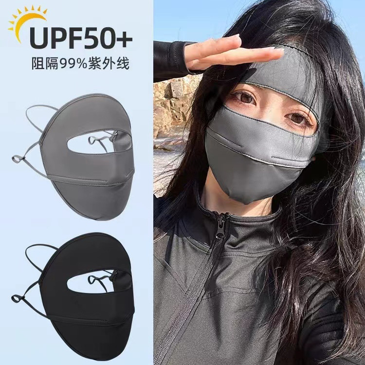 หน้ากาก UPF 50+ ผ้าพันคอ ผ้าเรยอน ป้องกันรังสียูวี ป้องกันแดด แบบเต็มหน้า สําหรับขี่จักรยานยนต์
