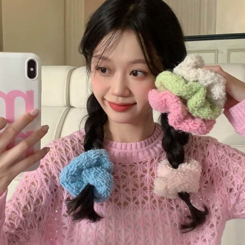 ใหม่สีครีมขนแกะที่คาดผมตุ๊กตาธรรมดาผูกผมสาวหวานหางม้าscrunchieเครื่องประดับผมสำหรับผู้หญิง