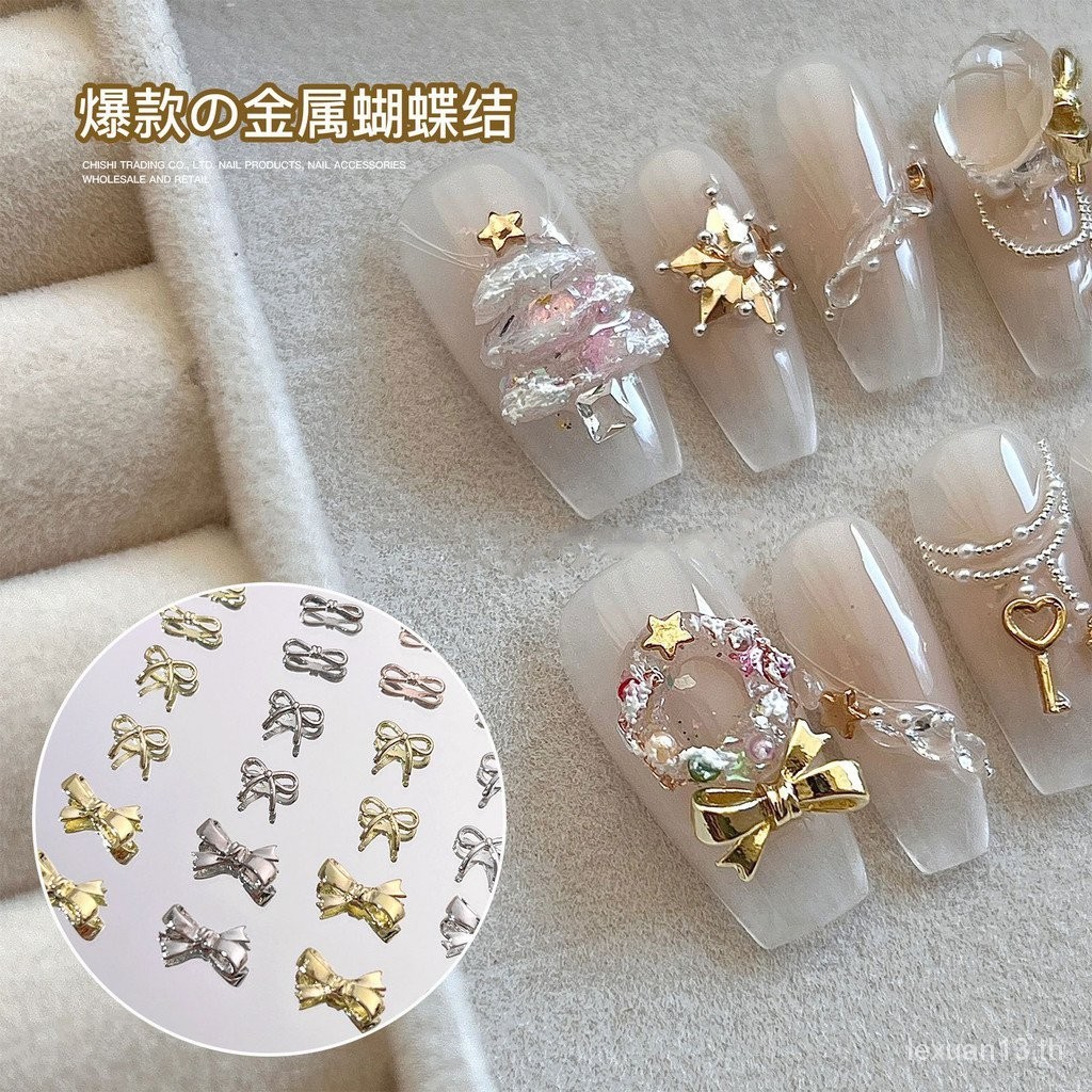 เครื่องประดับ รูปโบว์ ขนาดเล็ก สวยหรู สําหรับตกแต่งเล็บ Diy
