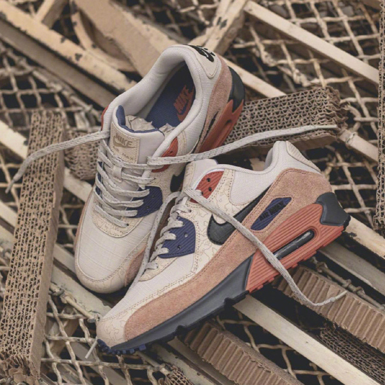 Air air MAX 90 "Camowabb" รองเท้ากีฬาลําลอง ดูดซับแรงกระแทก สีเหลือง สําหรับผู้ชาย และผู้หญิง NIQB