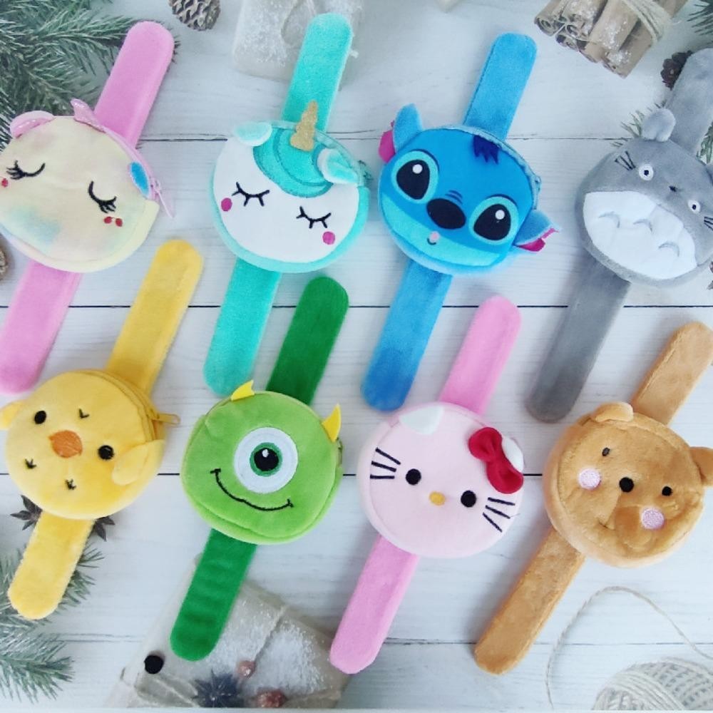 HOBBYIN สายรัดข้อมือการ์ตูน,สายรัดข้อมือตุ๊กตาผ้ากํามะหยี่ตกแต่งกระเป๋าใส่เหรียญการ์ตูนน่ารัก