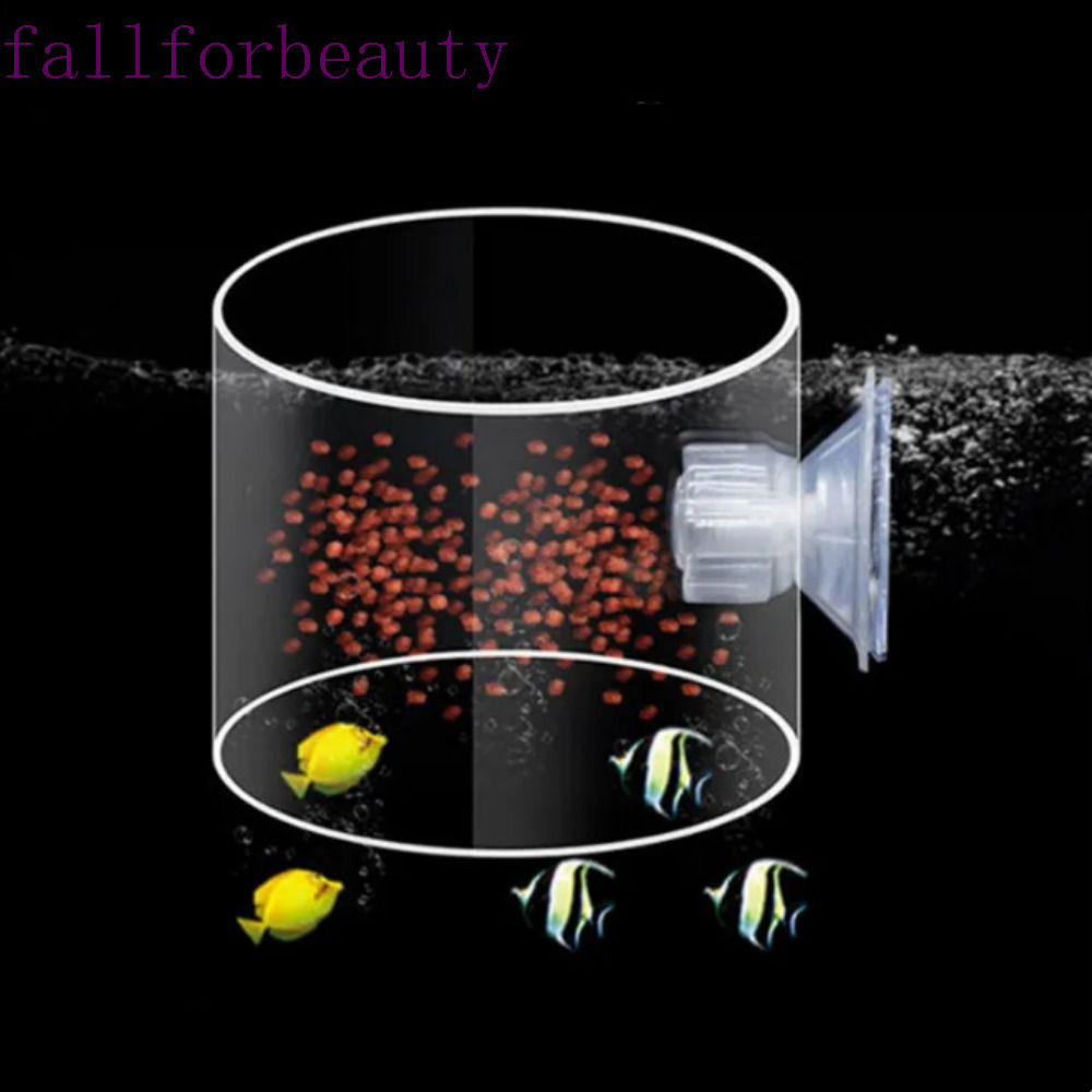 Fallforbeauty อุปกรณ์ให้อาหารปลา อะคริลิคใส ทรงสี่เหลี่ยมผืนผ้า ทรงกลม พร้อมจุกสุญญากาศ
