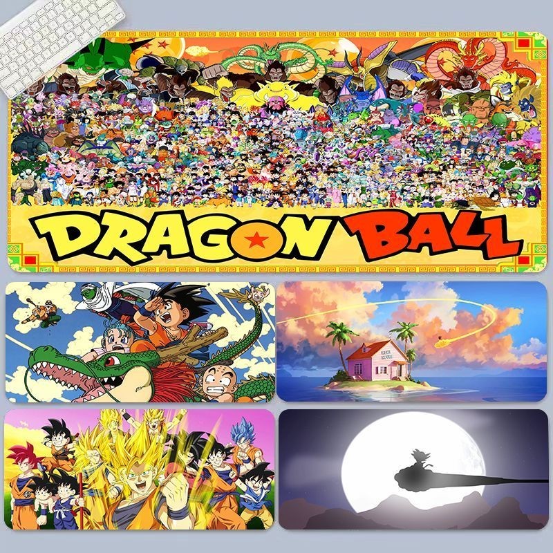 แผ่นรองเมาส์ คีย์บอร์ด ลายการ์ตูน Dragon Ball สีดํา สีฟ้า สําหรับคอมพิวเตอร์ตั้งโต๊ะ
