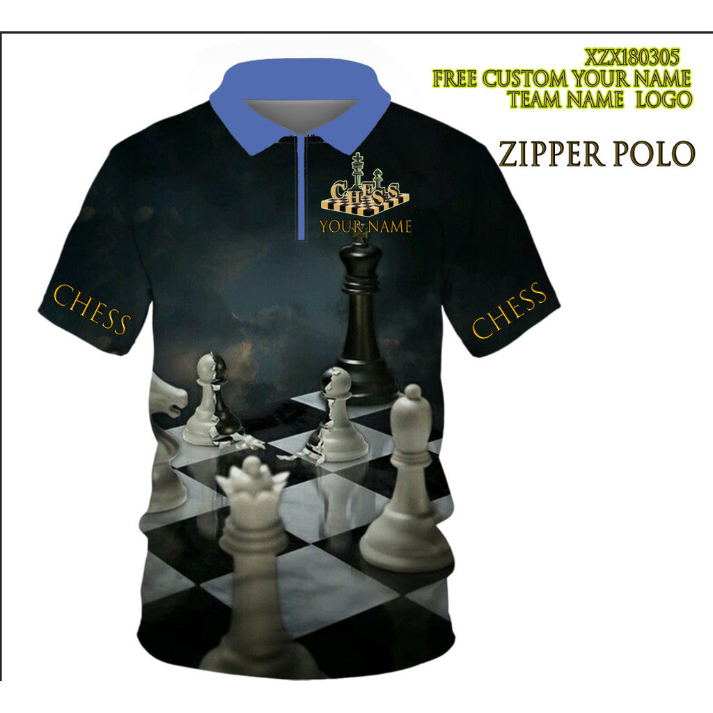 XM6X 2024 โปโลซิป 3D ดีไซน์ใหม่สําหรับไลฟ์สไตล์หมากรุกสากล ปรับแต่งฟรีของเสื้อโปโล Chess&chess king 