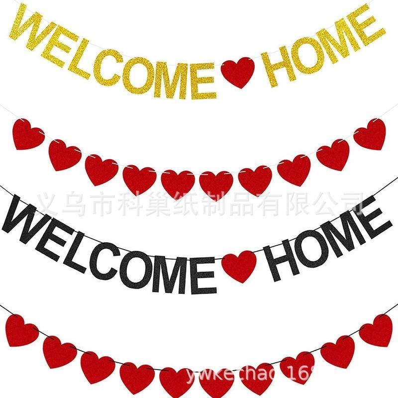 ธงแบนเนอร์ รูปหัวใจ สีแดง สีดํา สีทอง สําหรับตกแต่งบ้าน ปาร์ตี้ - รูปที่ 4
