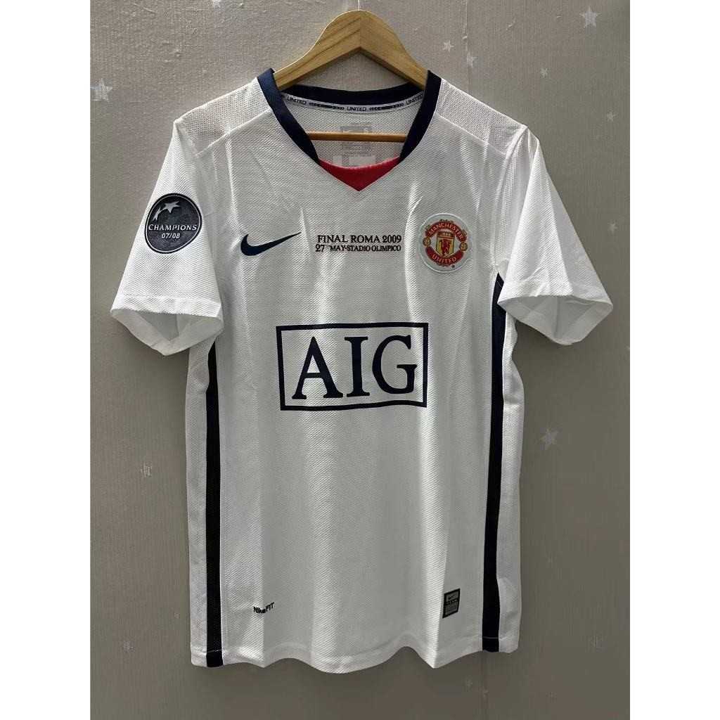 08-09 Manchester United RONALDO RONEY UCL Top Quality Away Retro Football Jersey เสื ้ อยืดแบบกําหนดเอง