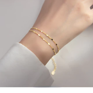สร้อยข้อมือเงิน925ชุบทอง18เค ออกแบบใหม่สำหรับคู่รักและของขวัญวันสำคัญ ไม่แพ้ง่าย