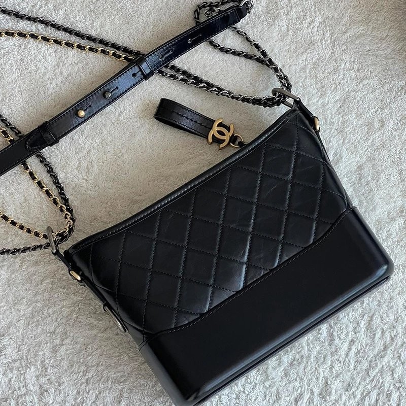 [ Aaa + ] Ch @ nel Chanel Gabrielle Stray Retro Chain Calfskin Shoulder Messenger Bag Medium Women 's Black as1521