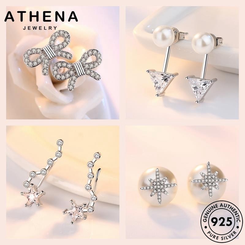 ATHENA JEWELRY ต่างหู ห่วง ผู้หญิง เพชร 925 เงิน ตุ้มหู แฟชั่น แท้ M141