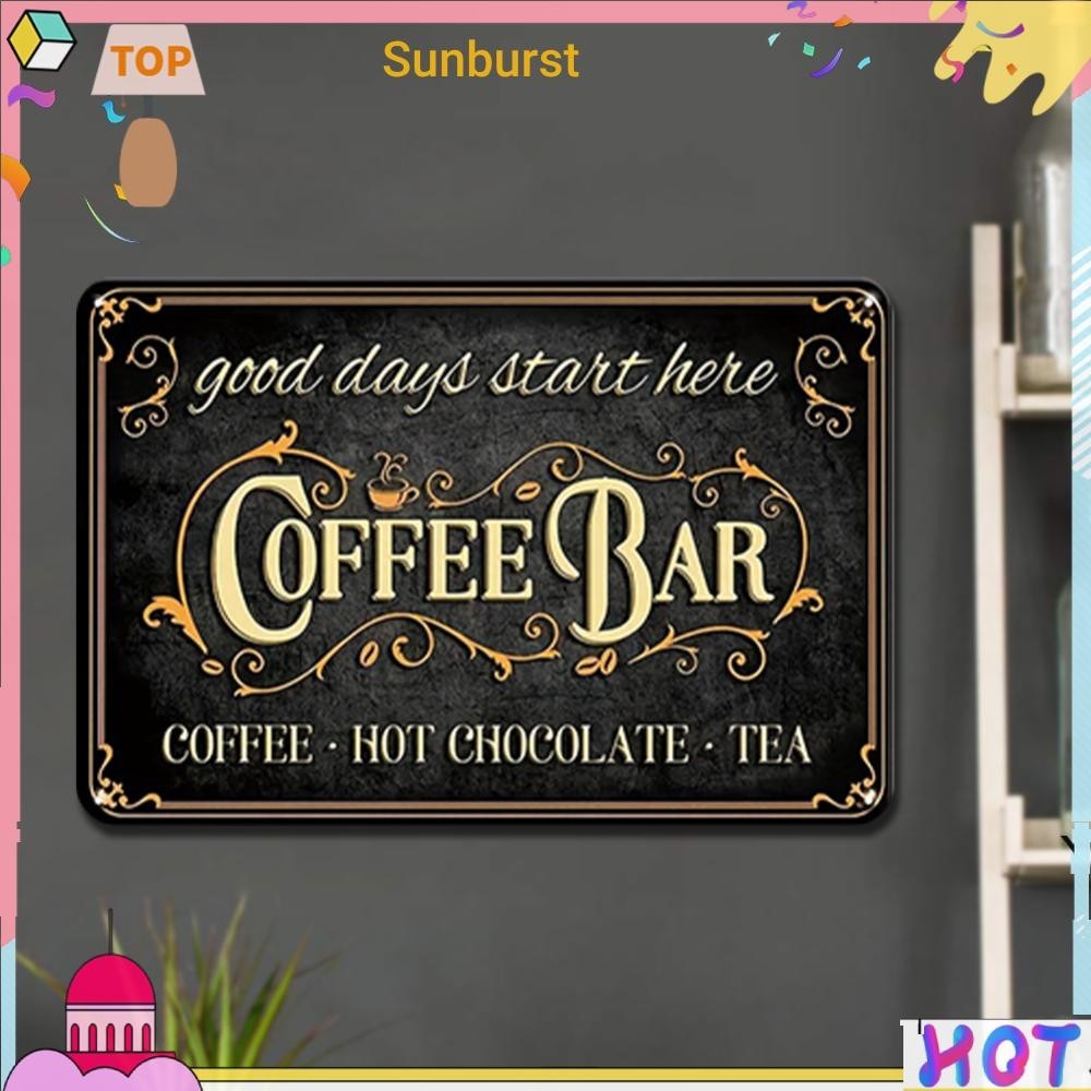 วินเทจแผ ่ นโลหะกาแฟบาร ์ สี ่ เหลี ่ ยมเหล ็ กภาพวาด Wall Art Craft 30x20 ซม . [Sunburst11.th ]