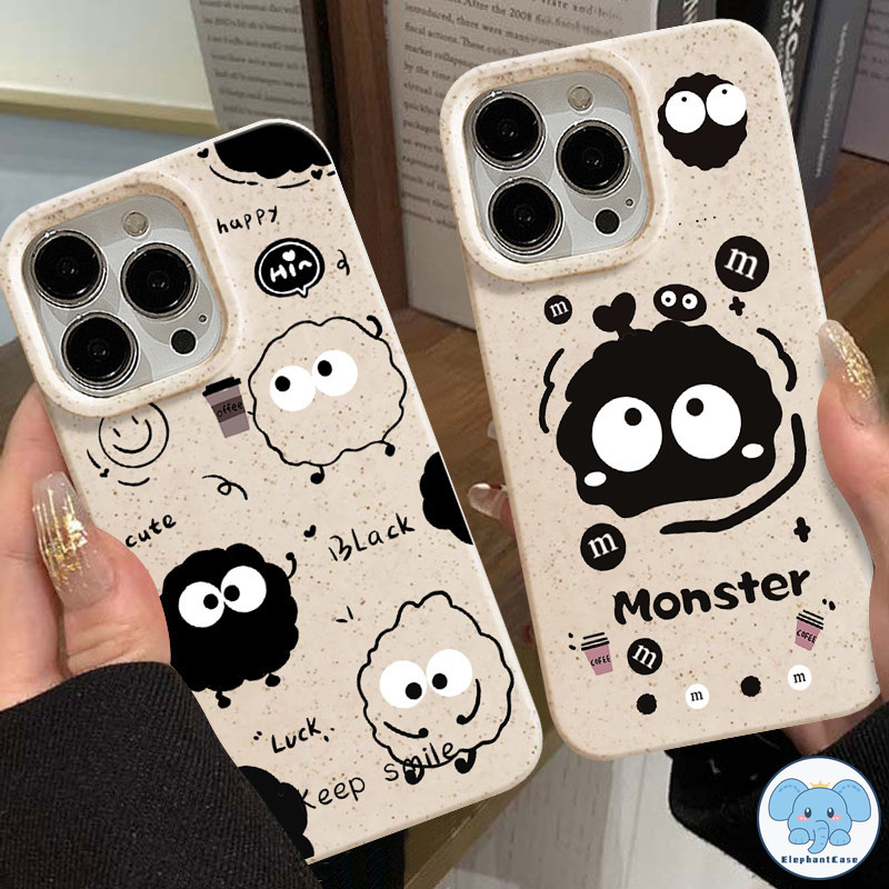 ผ้าคลุมกาแฟบอลถ่านหินสีขาวน่ารักสำหรับคู่รัก iPhone 11 12 15 14 13 Pro Max XR 15 7Plus 6s 6 8 7 Plus X XS MAX SE