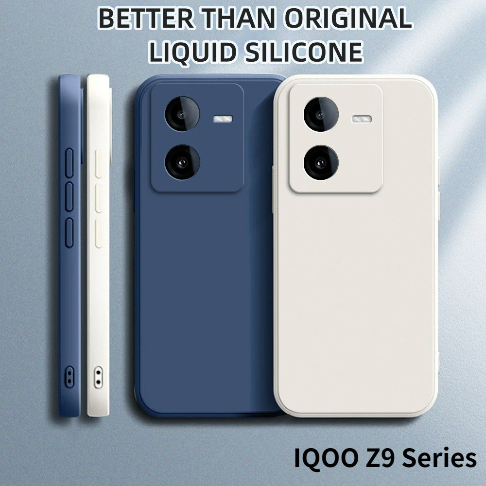 ปลอกสําหรับ IQOO Z9X Z9 4G 5G 2024 เคสโทรศัพท์ซิลิโคนเหลวยางสแควร์นุ่มสําหรับ iqooz9 iqooZ9X Turbo Z9Turbo Soft TPU ปกหลัง