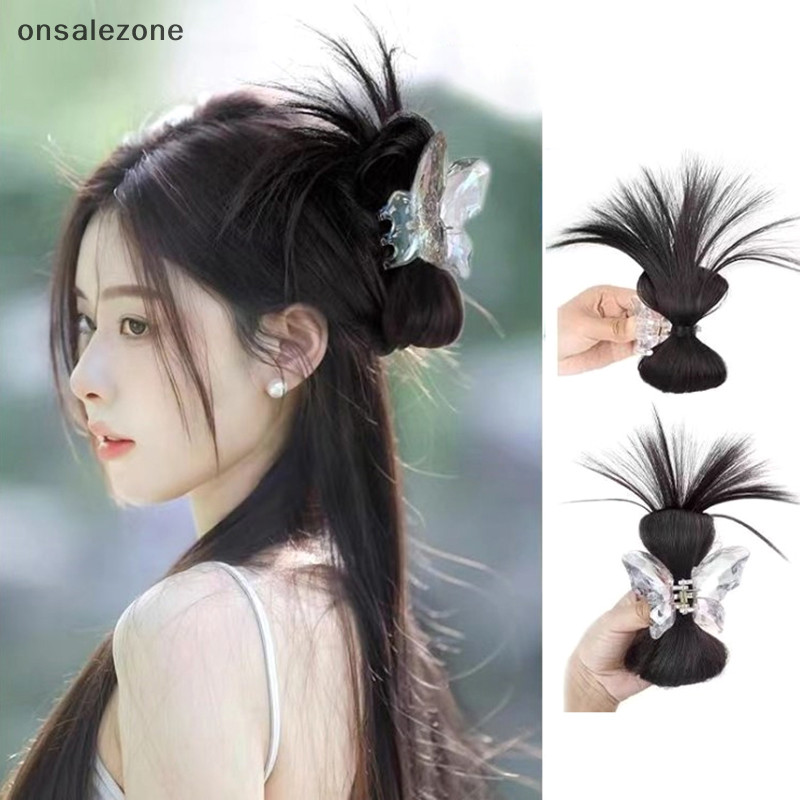 Ozth สังเคราะห ์ ผมปลอมขยายตรง Bun Claw Updo ไก ่ ขนลูกขนไก ่ Hairpiece สําหรับสาวผู ้ หญิง Chignons Vary