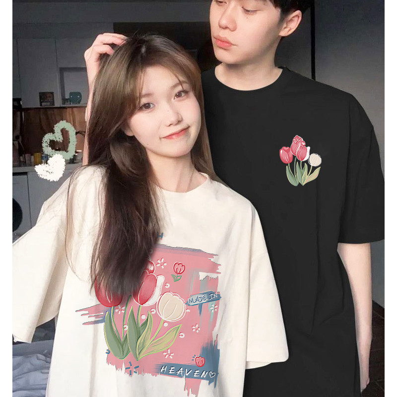 Polyesterเวอร์ชั่นเกาหลีหลวมคู่ฤดูร้อนแขนสั้นเสื้อยืดลําลองหลวมอเนกประสงค์รอบคอเสื้อยืดผู้หญิง