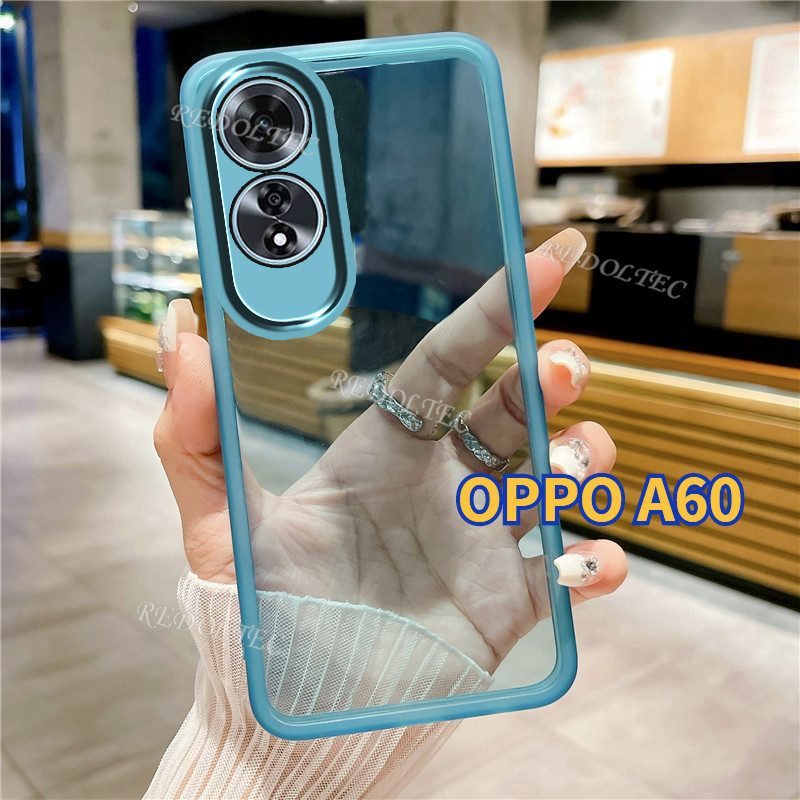 เคส OPPO A60 2024 ใหม่สีบริสุทธิ์บางปลอกใส OPPOA60 OPPO A 60 A60 กันกระแทกฝาครอบโทรศัพท์ใสแบบนุ่มพร้อมตัวป้องกันกล้องเลนส์เต็ม