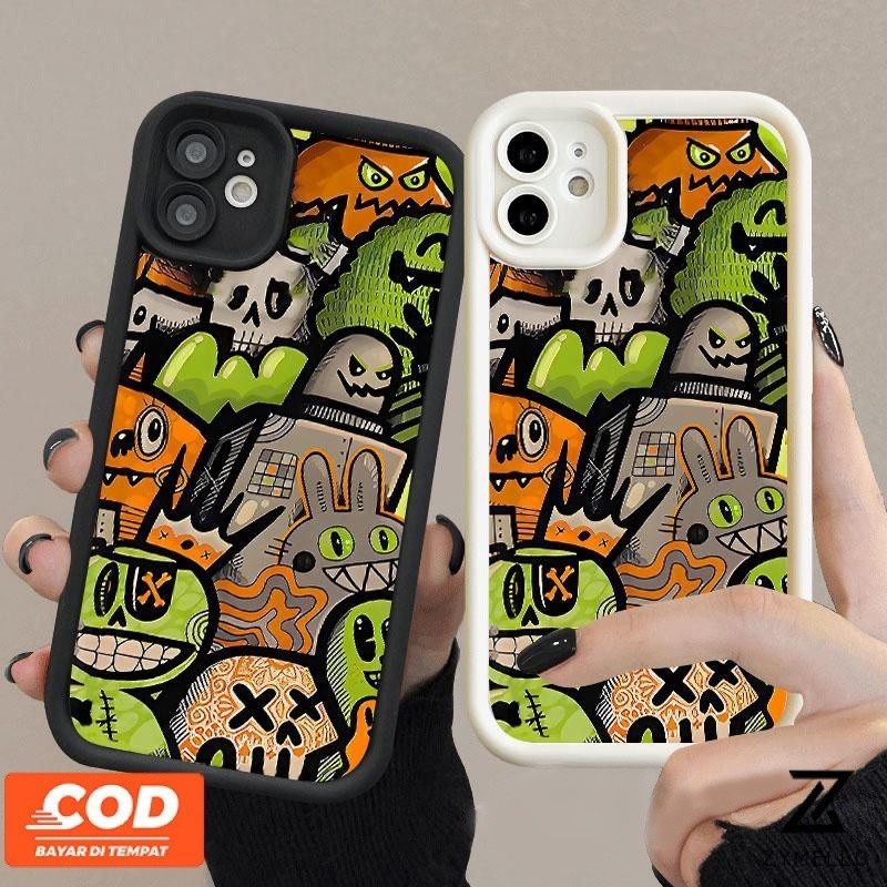 กรณี OPPO Reno 12 5G Reno11 F Reno 11 5G Reno 11 Pro 5G Reno 10 5G Reno 8T Reno 8Z 5G Reno 7Z 5G Reno7 Reno8 Reno4 Reno5 ขั้นสูง Graffiti Monster กันกระแทก TPU เคสโทรศัพท์