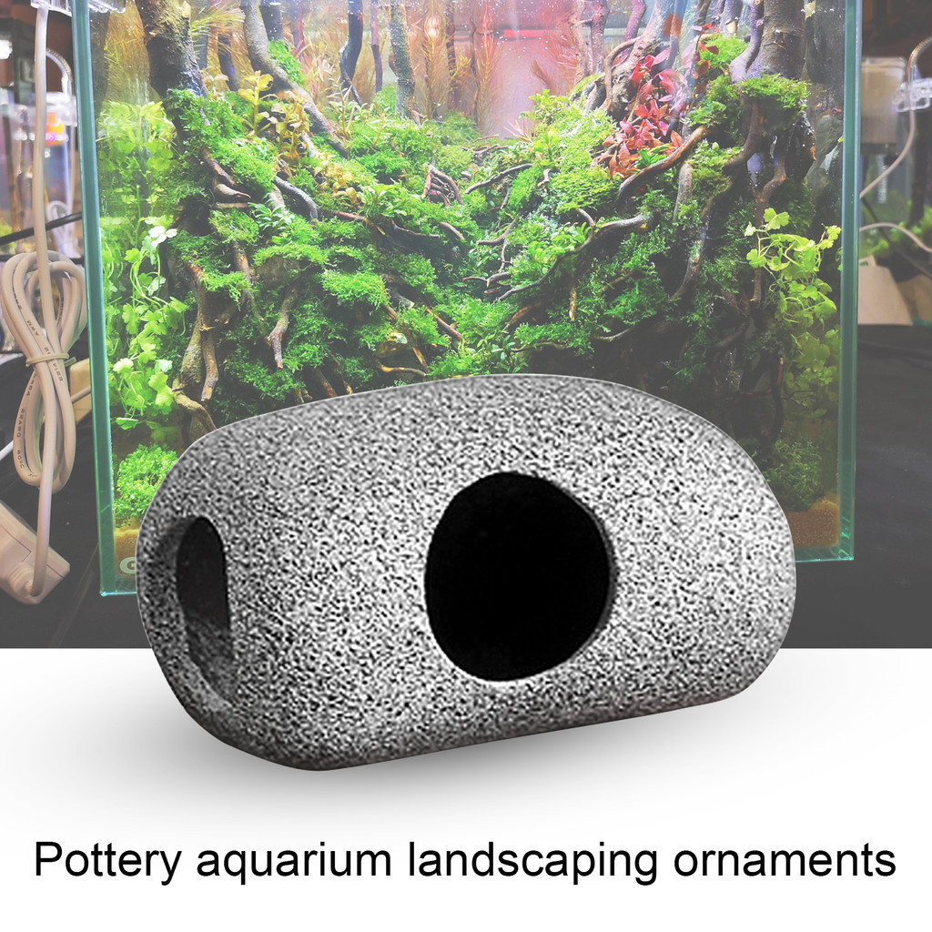 Rock Cave Smooth Edge Aquarium ตกแต ่ ง Clay ซ ่ อนเพาะพันธุ ์ ปลา Rock House ตกแต ่ งถังปลา