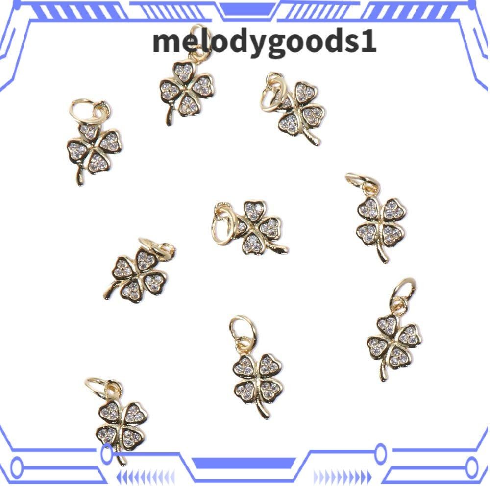 Melodygoods1 Micro Pave Cubic Charms, ทองแดง Hole ขนาด Lucky Four Leaf Clover Charm, จี ้ พร ้ อมแหวนกระโดด Golden สี 11 * 6 มม.สี ่ Leaf Clover Charms สําหรับเครื ่ องประดับทํา