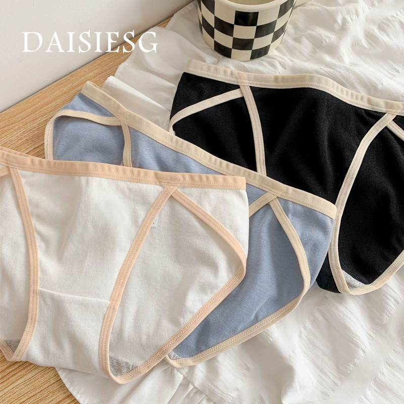 ลดล้างสต๊อก Daisies_G กางเกงชั้นใน ผ้าฝ้ายบริสุทธิ์ เอวสูง สีดํา สําหรับผู้หญิง A108