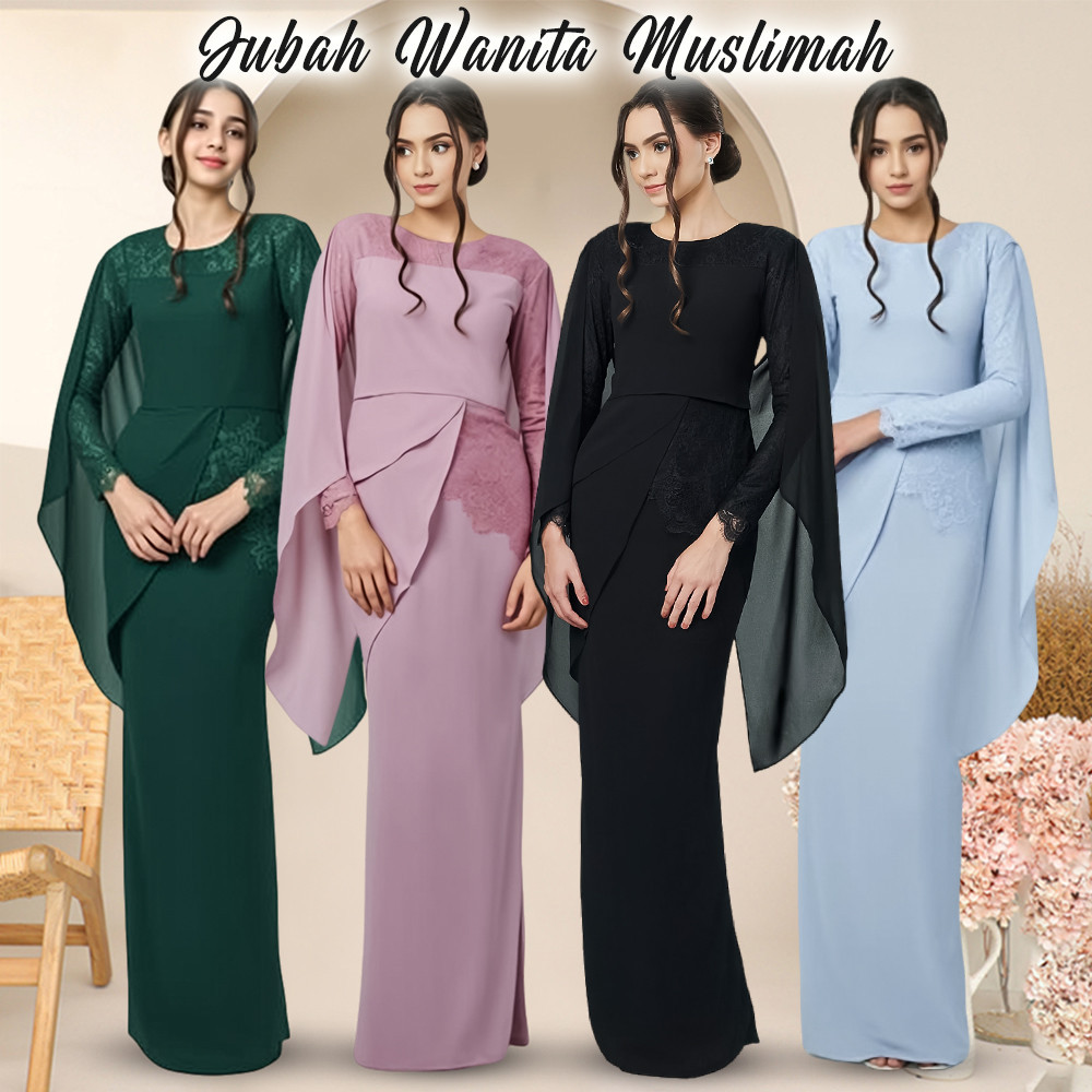 Evara Luxe baju kurung moden Haji 2024 ไวรัส klasik moden baju kurung Sulam ลูกไม ้ labuh baju kurung moden terbaru Abaya