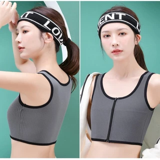 โบลูโอมิ ซิปหน้าอกคลิป,ยืดหยุ่นระบายอากาศเหมาะสมกับเสื้อกั๊กรัดตัว,ตาข่ายนุ่มหน้าอกแบนบางผู้หญิง ชุดกระชับสัดส่วน ผู้หญิง