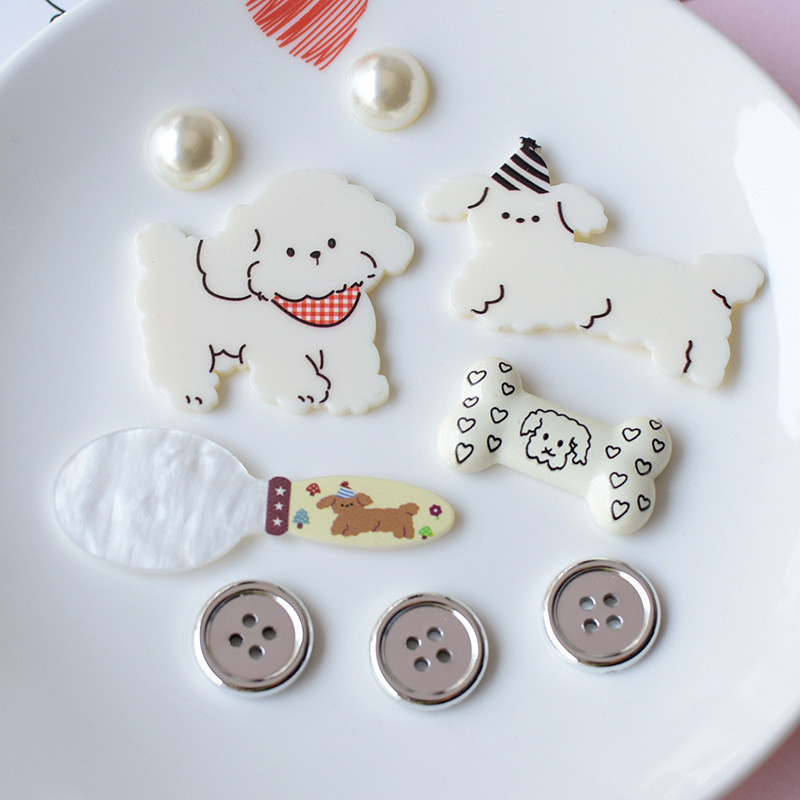 น่ารักการ์ตูน Pearl ปุ่มสุนัข Bone/ribbon/เงินชุด DIY Jibitz INS รองเท้า Accessorie ตกแต่งน่ารัก DIY อุปกรณ์เสริมรองเท้าหัวเข็มขัดรองเท้า Decoratio