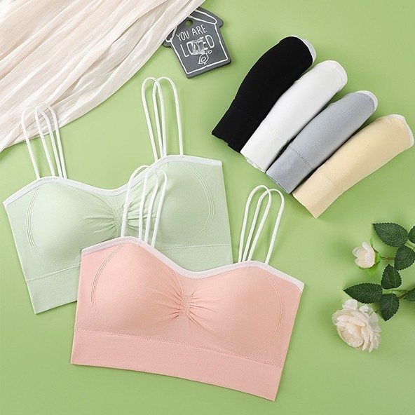 💥loveisbra💥(N854)บราแฟชั่นแบบสวมผ้านุ่มใส่สบาย  สีพาสเทลสุดน่ารัก ดีเทลสายคู่