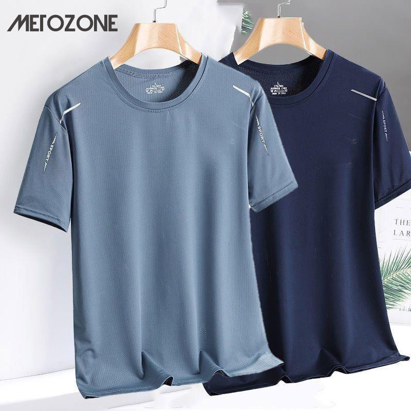 Metozone ฤดูร้อนสไตล์ใหม่ตาข่ายบางระบายอากาศแขนสั้นผู้ชายที่สะดวกสบายและหลากหลายเสื้อยืดกีฬาฐาน