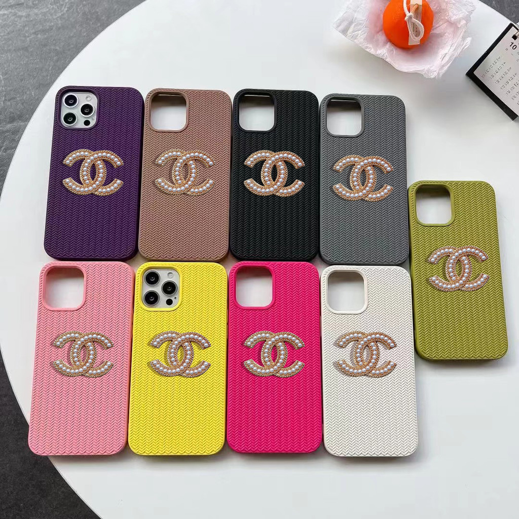 Cc โลโก้แบรนด์สีลูกกวาดทอเคสโทรศัพท์ TPU สําหรับ iphone 15promax 14 13 12 Pro Max รวมทุกอย่างป้องกันการตก 14plus 15plus เคสโทรศัพท์