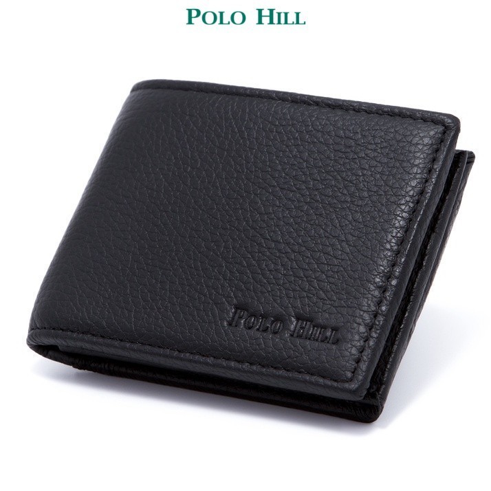 Polo HILL Mens Leather BiFold Wallet M-PHW-6048 (ดํา/น้ําตาล)