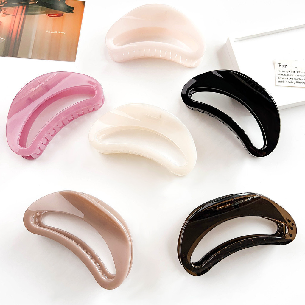 12 ซม.INS Hollow Crescent Hairpin ผม Clamp คว้าคลิปเกาหลีเยลลี่ขนาดใหญ่โปร่งใส Shark คลิป