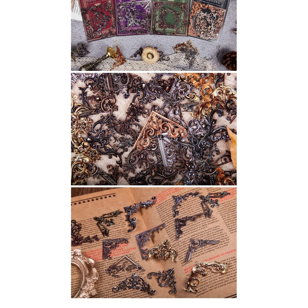 Jianwu 24 แผ ่ น Baroque Series Vintage Hollow มุมวัสดุ Collage สติกเกอร ์ Creative DIY Journal Scrapbooking เครื ่ องเขียน - รูปที่ 7