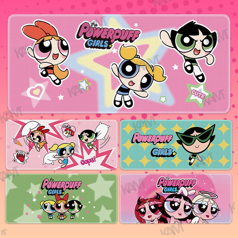 Kam การ์ตูน Powerpuff Girls แผ่นรองเมาส์สําหรับเล่นเกมขนาดใหญ่หนา 800mmx300mm แผ่นรองโต๊ะแผ่นรองเมาส์คอมพิวเตอร์กันน้ํา HD พิมพ์สํานักงานแป้นพิมพ์แผ่นรองเมาส์ตกแต่งห้อง