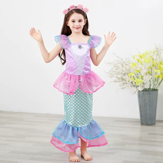 เด ็ กชุดเจ ้ าหญิงเงือกฮาโลวีนคอสเพลย ์ Ariel Girls Dress
