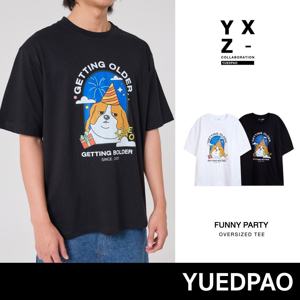 S-5XL Yuedpao x Mootoo ยอดขาย No.1 รับประกันไม่ย้วย 2 ปี เสื้อยืดเปล่า เสื้อยืด Oversize Collab Moot