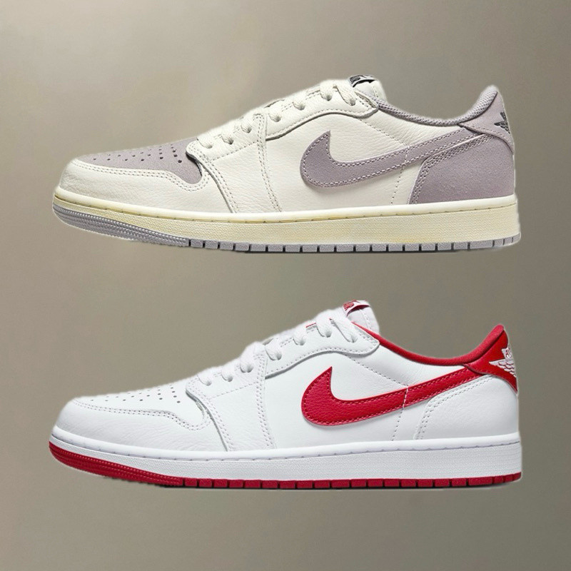 Air a/j 1 LOW OG Grey A/J 1 Men Style สีเทา แดง CZ0790-101 161
