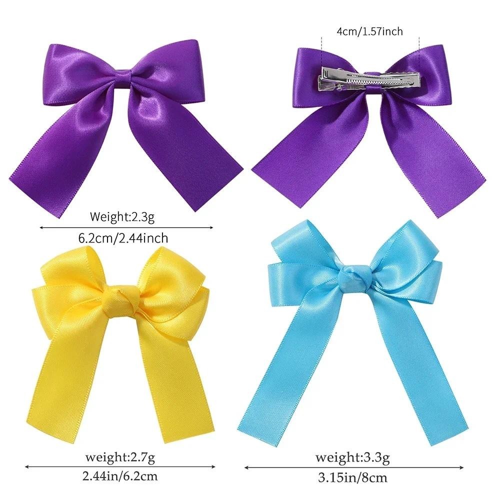 2pcs สีทึบ Bowknot คลิปผมสําหรับเด ็ กริบบิ ้ น Bows Hairpins สาว Boutique อุปกรณ ์ เสริมผมขายส ่ ง - รูปที่ 3