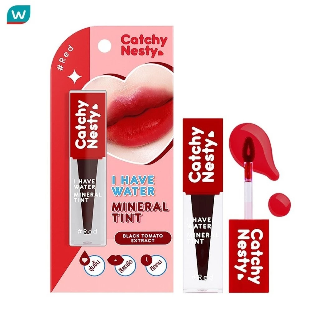 Catchy Nesty แคชชี่เนสตี้ ไอแฮฟวอเตอร์ มิเนอรัล ลิป ทินท์ 3ก. เรด