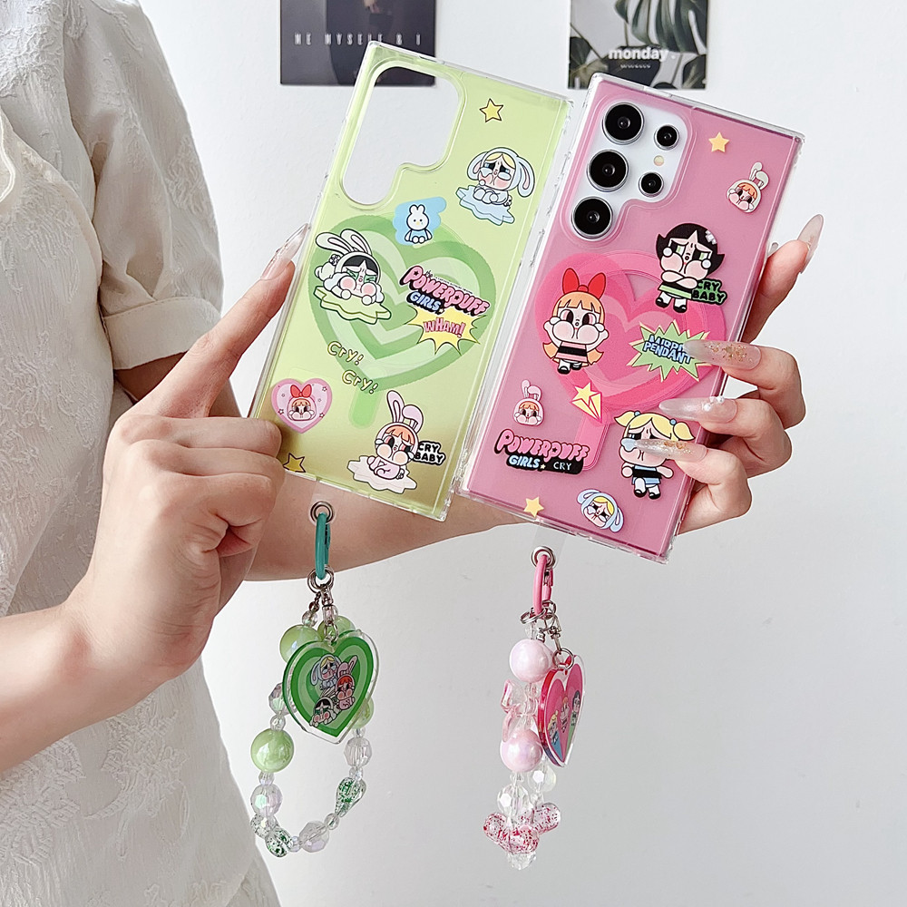 สําหรับ Samsung Galaxy S24 Ultra S23 Ultra น่ารักบาง Anti-DROP S24 Plus S23 Plus กรณีการ์ตูนน่ารัก PC รูปแบบพร้อมสายคล้อง