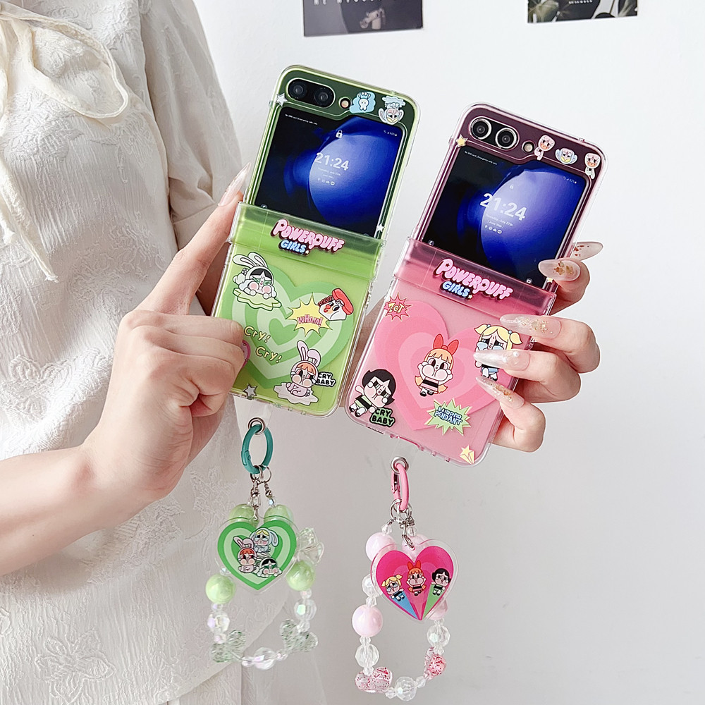 Clear น่ารักคลุมทั้งหมดสําหรับ Samsung Galaxy Z Flip8 7 6 อะนิเมะปลอก Hard PC โปร่งใส Z Flip8 flip7 Flip6 Flip7FE เชือกเส้นเล็กเคสโทรศัพท์
