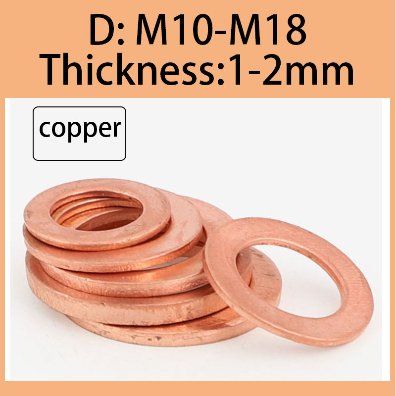 แหวนทองแดง แหวนน้ำมัน  M10/M12/M14/M16/M18 แหวนทองแดง m12/m10 ปะเก ็ นทองแดง , ปะเก ็ นแบนทองแดงสีม ่ วง , แหวนปิดผนึกเมตรทางทะเล , ปะเก ็ นโลหะ