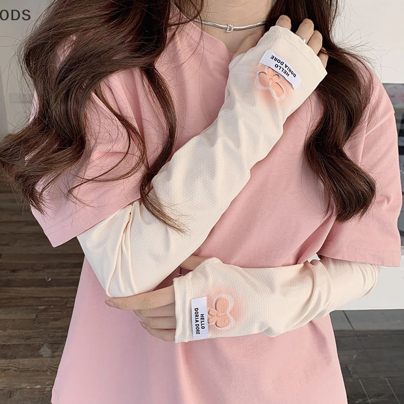 Ods แฟชั่น Sweet Bow Sun Protection Oversleeve ผู้หญิงฤดูร้อนยาวขับรถกลางแจ้ง Sun Protection Uv Breathable Arm Guard Ice Sleeve OD